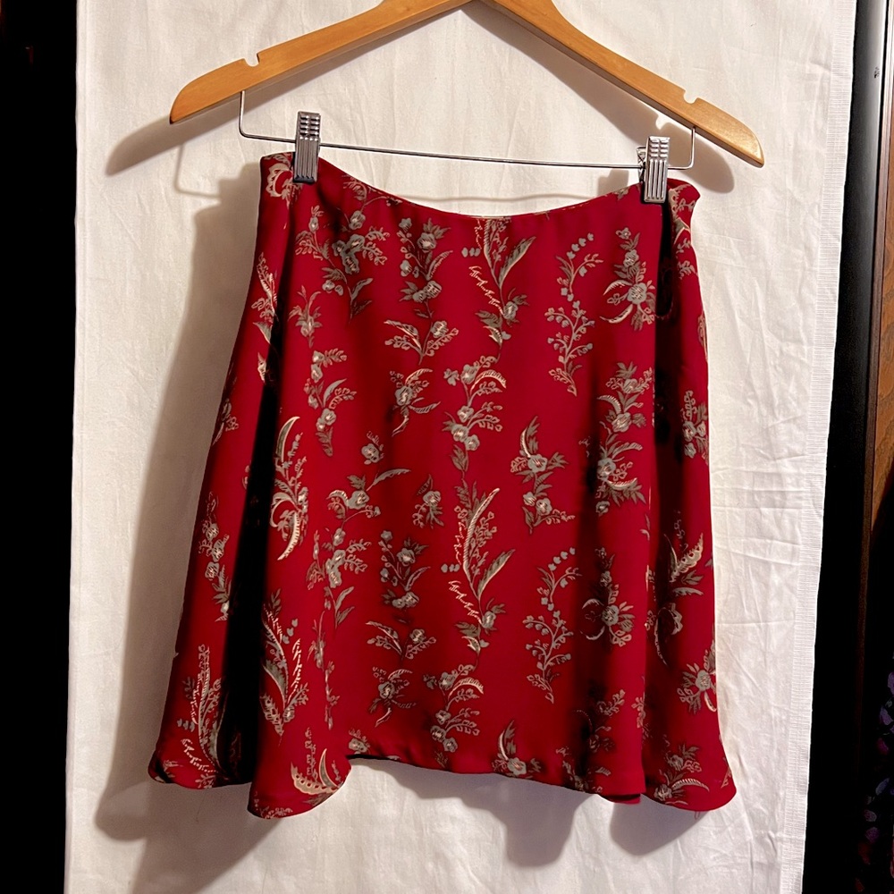 Red Floral Mini Skirt